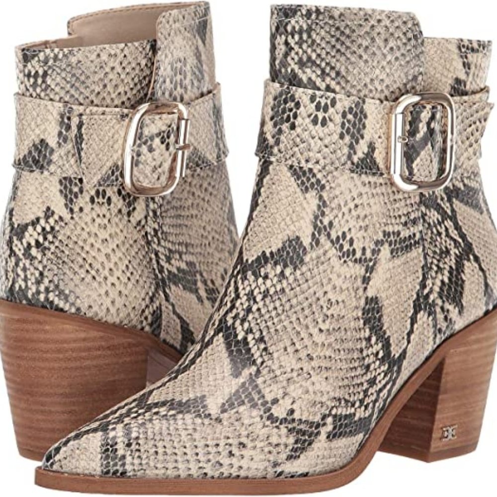 SAM EDELMAN Leonia Booties LEATHER SNAKESKIN NIB!